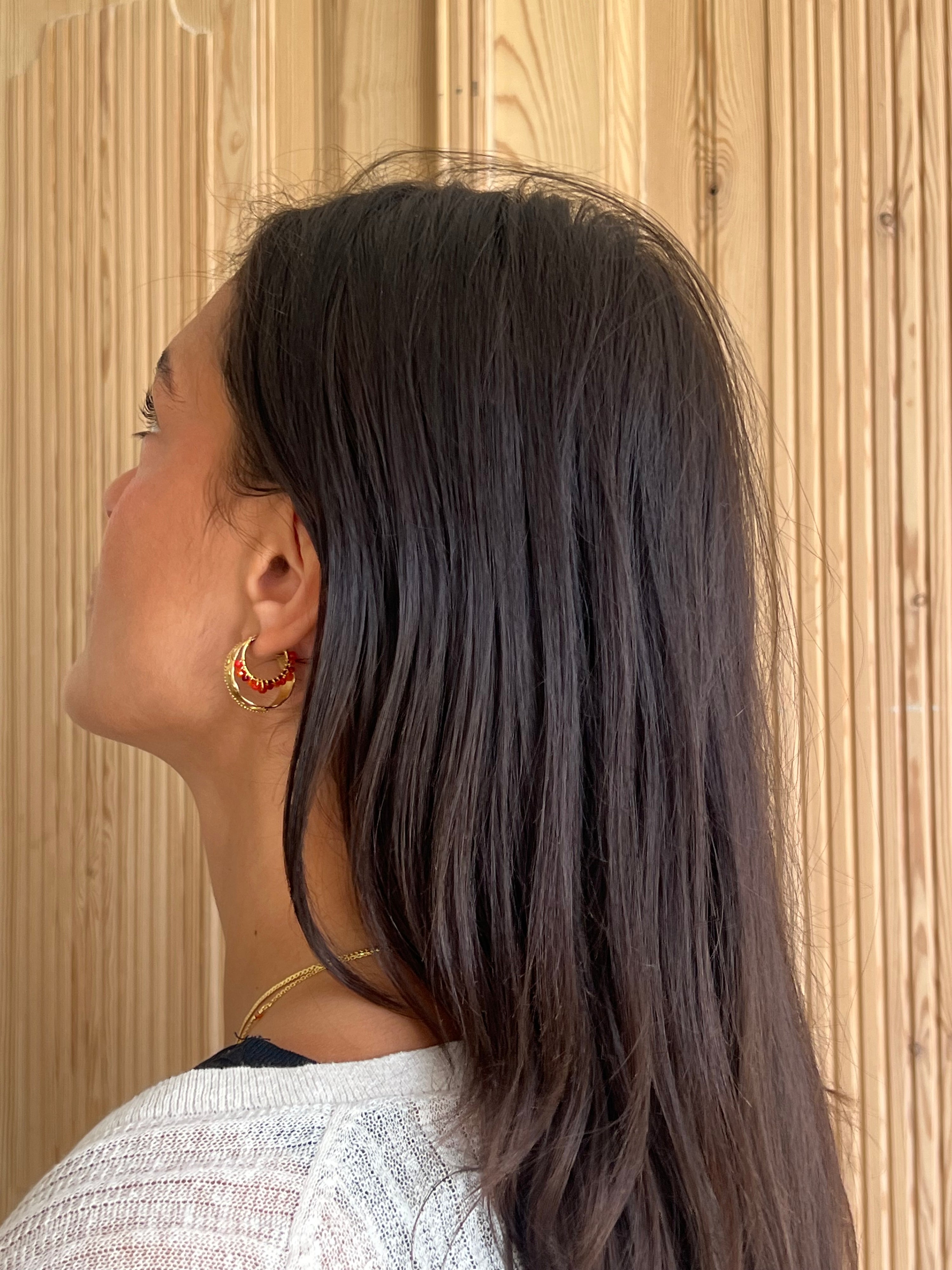 Hoop with red beads