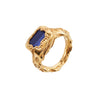 goldplated ring i sterling silver handmade blue stone